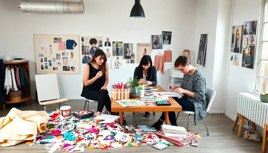 Fashion enthusiasts exploring a vibrant local art market.