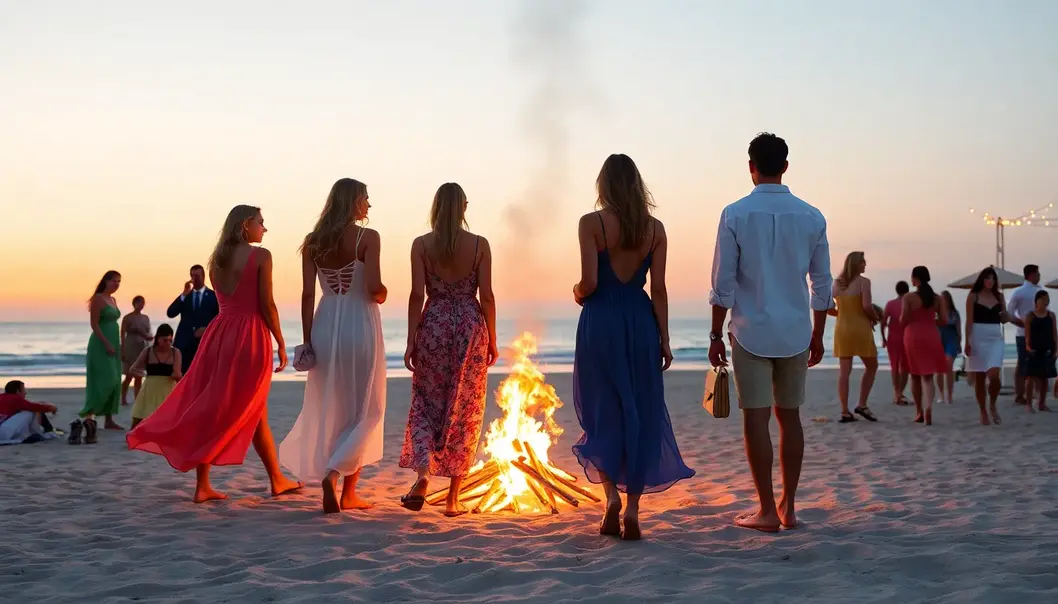 Daytime beachwear combining style and comfort under the sun.